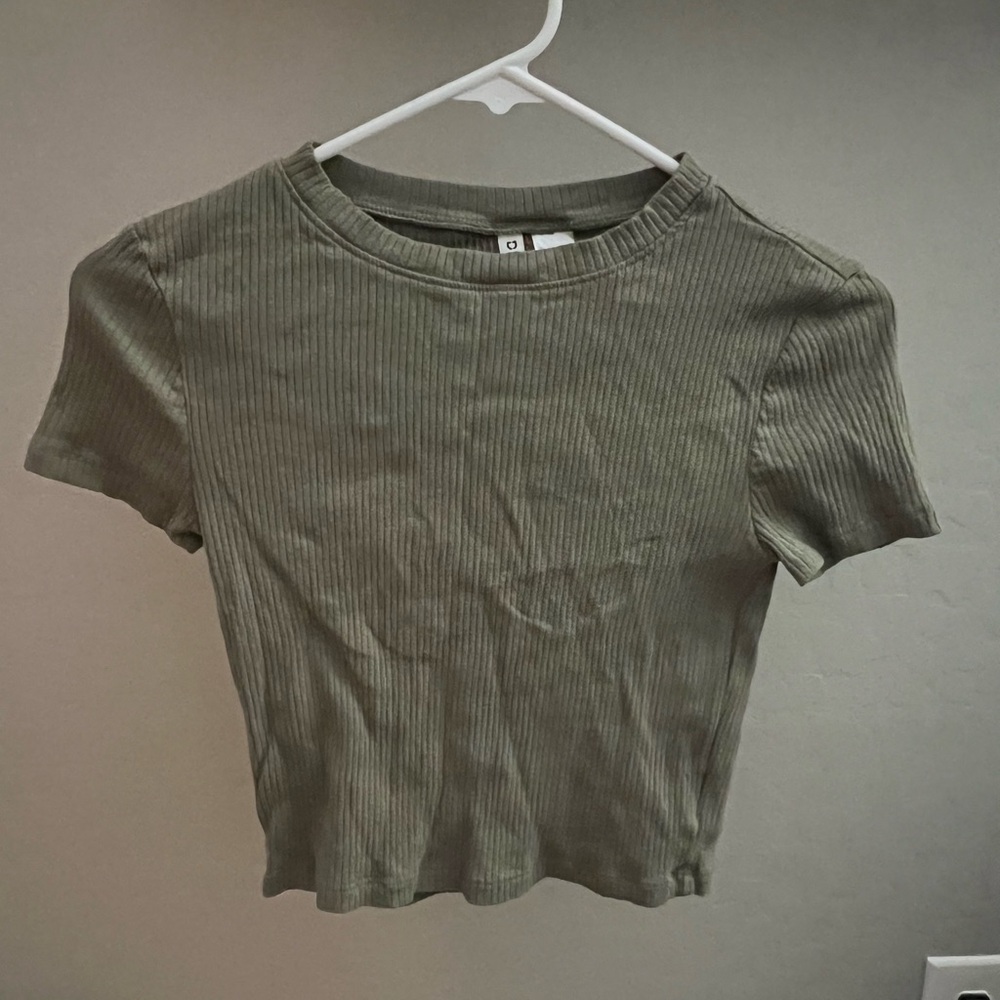 Green Ribbed Baby Tee